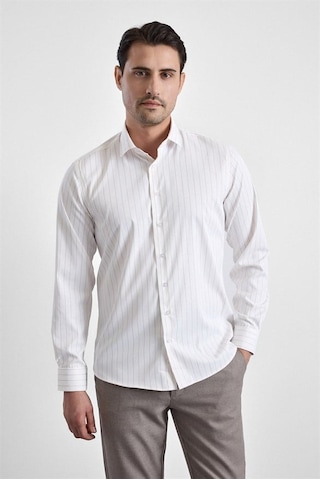 Süvari Bej Slim Klasik Yaka Casual Gömlek Gm1008400365-bj3