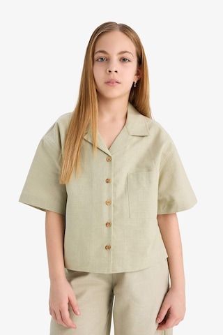 DeFacto Kız Çocuk Cropped Fit Keten Kısa Kollu Gömlek D7638A825SMGN1156
