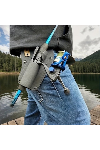 Techbloom Siyah 1 Adet Portatif Olta Kamışı Bel Bandı Plastik Malzeme Ayarlanabilir Eller Serbest Hızlı Çekme Tasarımı Fly Fishing Ve Kıyı Balıkçılığı İçin