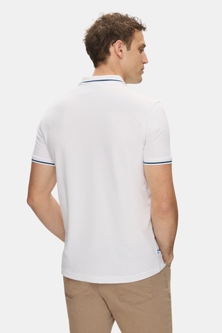Fahr Beyaz Polo Yaka Nakışlı %100 Pamuk Standard Fit Erkek Tshirt Beyaz
