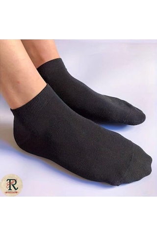 Trampler Unisex 10 Çift Ekonomik Patik Pamuk Çorap Siyah
