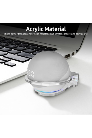 Monyee Amazon Echo Dot 4 İçin Şeffaf Akrilik Hoparlör Askısı - Kabloları Düzenleyen, Dayanıklı Ve Kolay Kurulum