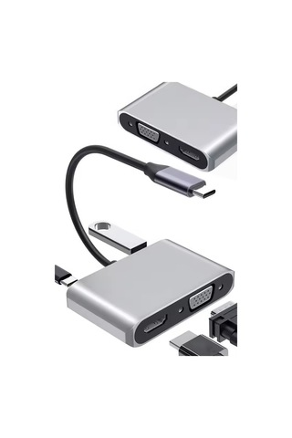 Type-c Hdmı Vga Usb 3.0 Dönüştürücü 4 In 1 Video Dönüştürücü Çoklu Type-c Monitör Dönüştürücü
