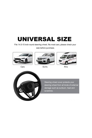 Yifomall 38cm Siyah Deri-silikon Araba Direksiyon Kılıfı - Kaymazsız, Nem Geçirir, Evrensel Uyum Otomobil, Suv, Karavan Siyah