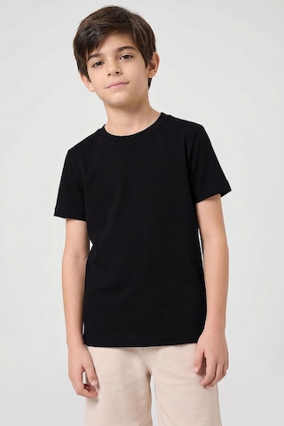 Siyah O Yaka Standart Fit Basic Unisex Çocuk T-shirt - 11328 Siyah