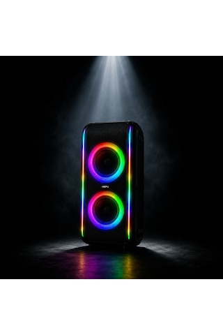 Hepu Hp-978 Titan Series Taşınabilir Hoparlör 2 6 Hoparlör, 30w Rms, 67 Cm Kolon Rgb Işık, 1 Kablosuz Mikrofon + Kumanda