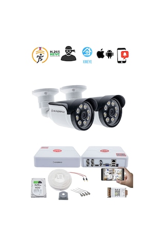 2 Kameralı Set - 5mp Sony Seculensli 1080p Ahd, Kdj-2s-8w-ss-p