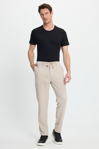 Tudors Erkek Slim Fit Dar Kesim Beli Lastikli Bağcık Detaylı Taş Pantolon-41667 Taş