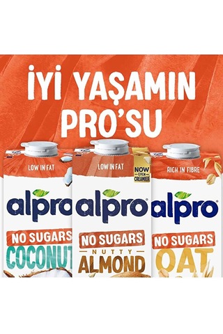 Alpro Şekersiz Badem Sütü 4x1 L Vegan Laktozsuz Bitkisel Bazlı