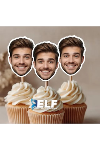 Fotoğraflı Doğum Günü Cupcake Pasta Süsü 10 Adet 0