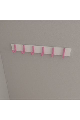 Hepsi3boyutlu Modern Duvar & Kapı Baston Askılık - 6 Adet Pembe J Askılık - Model No : 6 Pembe