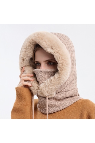 Ww Açık Havada Soğuğa Dayanıklı Kayak Şapkası, Yüz Maskesi, Tek Parça Soğuğa Dayanıklı Başlık - Açık Kahverengi