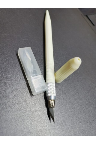 Gebzeli Kretuar Seti 0,4mm 30derece Kesik Uçlu Kolay Kavranabilir Beyaz Gövde+10 Adet Yedek Uçlu Set