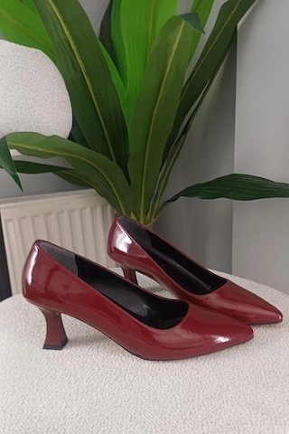 Preshley Kadın Sity Bordo Rugan 6 Cm İnce Topuklu Stiletto Bordo