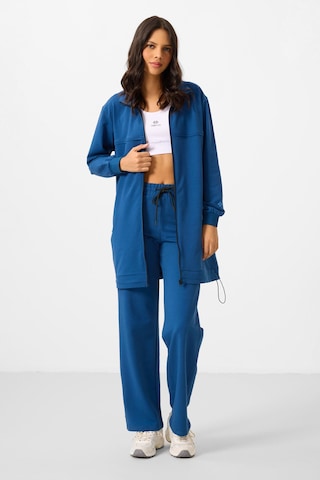 Parlament Dik Yaka Fermuarlı Pamuklu Kadın Eşofman Tunik Takım - 95346 Mavi