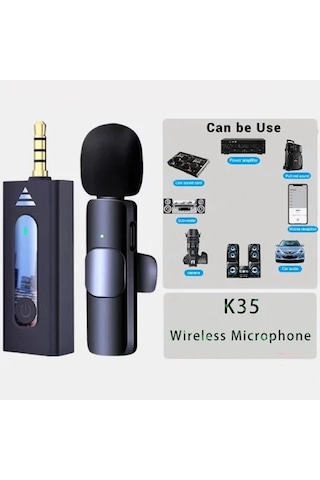 Platoon Pl-2703 K35 Wireless Jaklı Tak Çalıştır Aux Girişli Kablosuz Mini Taşınabilir Yaka Mikrofonu
