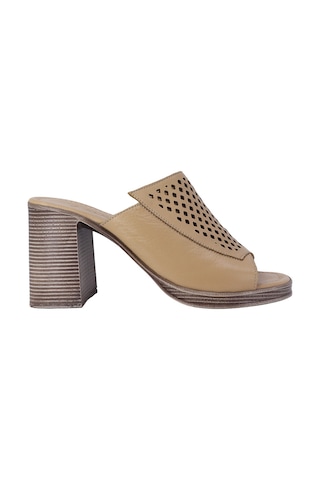 Albishoes Albini 26y1101026 Hakiki Deri Topuklu Kadın Terlik Bej