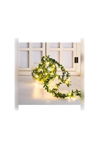 Ayrex Dekoratif Sarmaşık Işıklı Minik Şerit 7 Metre Yapay Yaprak Ve 5 Metre Peri Led