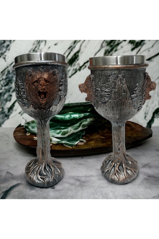 Aslan Kafası Tasarımlı Paslanmaz Çelik Kadeh Bardak