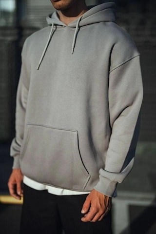 Mbb E-ticaret Erkek 3 İplik Penye Kapüşonlu Basic Sweatshirt Hoodie - Boyalı Gri