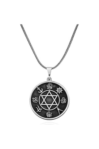 Himarry Gümüş Dört Halife İsimleri İşlemeli Kolye Beyaz