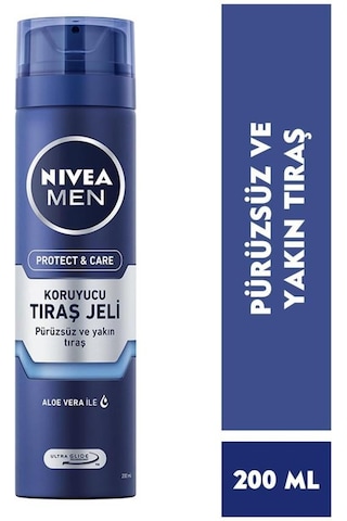 Men Erkek Tıraş Jeli Protect&care 200ml, Aloevera, Pürüzsüz Tıraş, Cildi Kesik Ve Sıyrıklardan