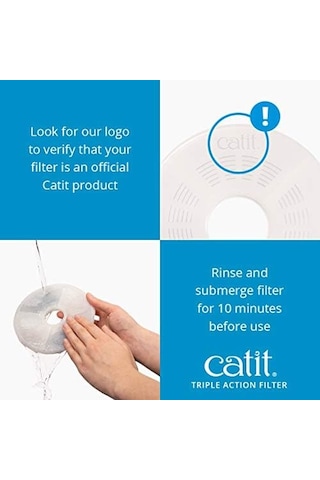 Catit Triple Action Filtre, 3 Kat Etkili Yedek Filtre, Çeşme Filtresi, 12&apos Li Paket