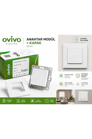 Ovivo Electric Grano Beyaz Tekli Anahtar Çerçeveli