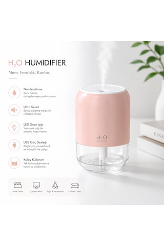 Taşınabilir Mini USB Hava Nemlendirici & Aroma Difüzör - Araç, Ofis ve Bebek Odası İçin Sessiz Buhar Üfleyici