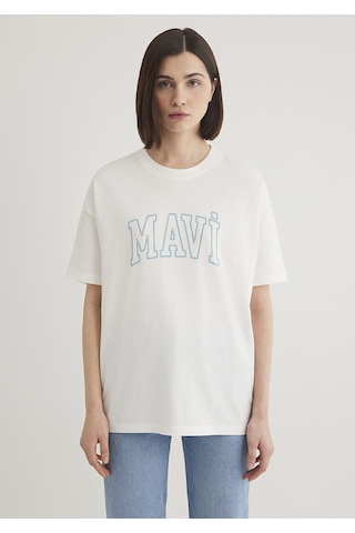 Mavi - Mavi Logo Baskılı Beyaz Tişört 1611193-81964 Beyaz