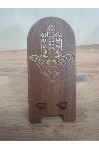 2 Adet Ahşap Fatıma'nın Eli Telefon Tutucu Masaüstü Telefon Stant