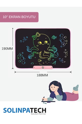 Solinpatech 10'' Şarj Edilebilir Dijital Yazı Çizim Tableti Pembe