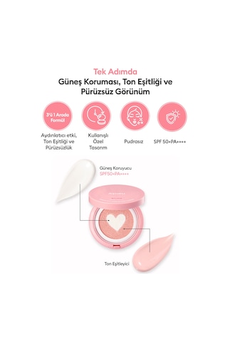 Ton Eşitleyici Pembe Bazlı Güneş Koruyucu Cushion A'pıeu Pure Block Tone-up Sun Cushion Spf50+pa++++