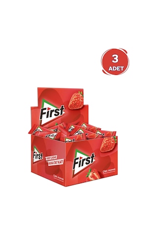 First Çilek Aromalı Tekli Sakız 3 x 200'lü