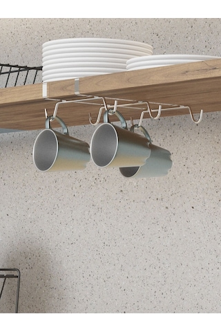 Suntel Dolap Kapağına Gecmeli Kupa Bardak Askılığı Gri