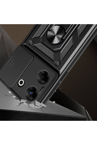 Tecno Camon 20 Pro 4g Kılıf Manyetik Standlı Kamera Korumalı Yüzüklü Zırh Tank Kılıf Koruyucu Kapak