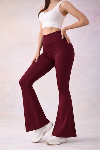 Enva Store Kadın Comfort İspanyol Paça Yüksek Bel Toparlayıcı Tayt Pantolon Bordo