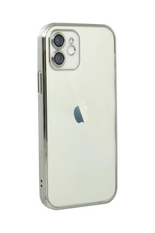 Apple iPhone Uyumlu 12 Kılıf Lensli Silikon - Gümüş Çok Renkli