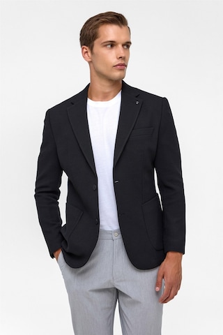 Süvari Siyah Slim Fit Desenli Mono Yaka 6 Drop Ceket-38403 Siyah