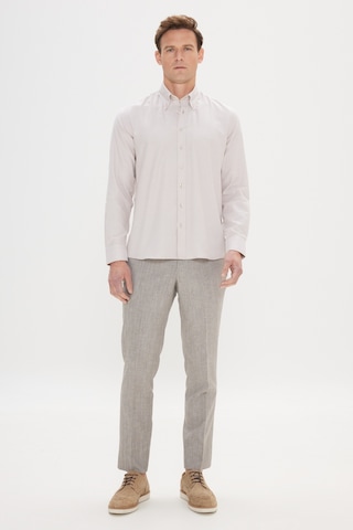 AC&Co / Altınyıldız Classics Erkek Bej Slim Fit Dar Kesim Düğmeli Yaka %100 Pamuk Oxford Gömlek 4A2000000051BEJM Bej
