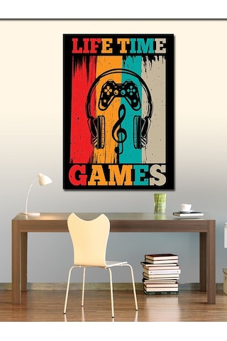Kanvas Tablo Life Time Games Yazısı 100cmx140cm