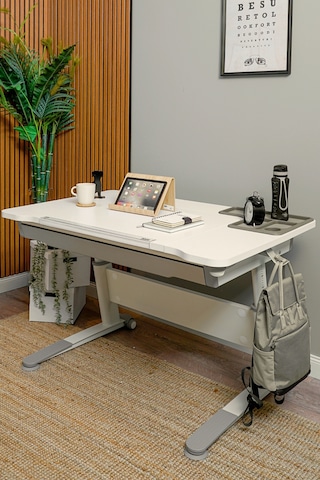 Sirius Basic Yükseklik Ve Eğim Ayarlı, Çekmeceli Bilgisayar, Oyuncu, Ofis Ve Çalışma Masası Ekru Gri Gri