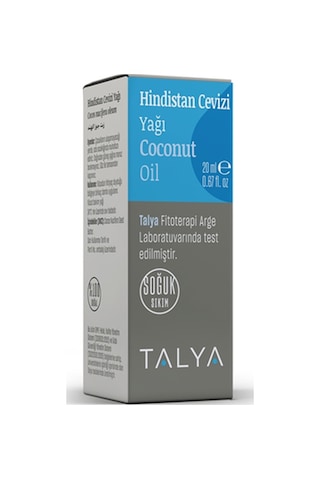 Talya Soğuk Sıkım %100 Saf ve Doğal Nemlendirici ve Besleyici Hindistan Cevizi Yağı 20 ML