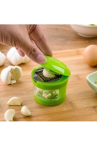 Zhltools 2 Farklı Bıçaklı Hazneli Kapaklı Pratik Sarımsak Soğan Rendesi Yeşil