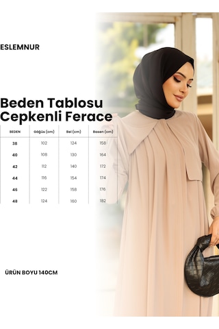 Eslemnur Hac Ve Umrelik Cepkenli Medine Ipeği Ferace Siyah