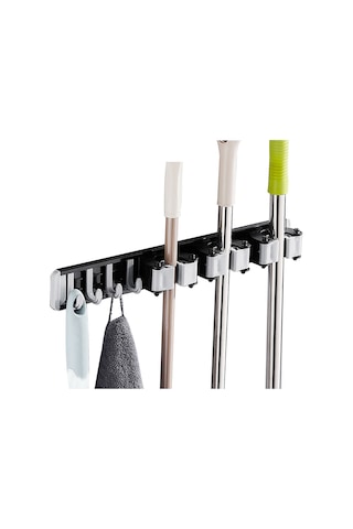 Yunboo 40cm Siyah 4 Kanca Tüp Sünger Tutucu - Delme/delmesiz İki Kullanıma, Alüminyum Malzeme, 12kg Yüke Dayanır Siyah