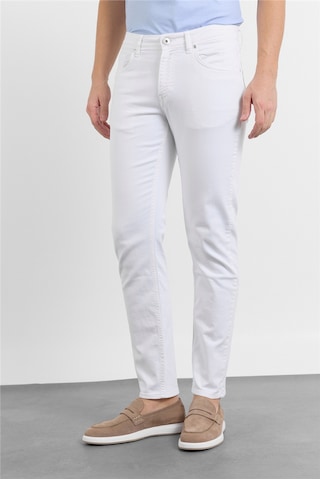 İmza Beyaz 5 Cep Düz Paça Gabardin Slim Fit Pamuklu Pantolon 1003260318