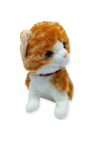Sesli Peluş Kedi 25 Cm - Sarı Sarı