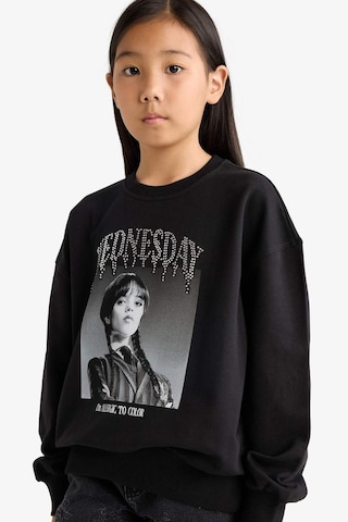 Defacto Kız Çocuk Wednesday Oversize Geniş Kalıp Bisiklet Yaka Sweatshirt G0440a825aubk81 Siyah