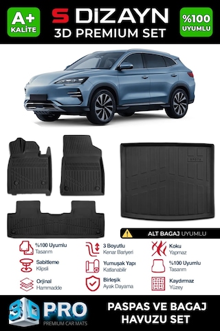 S-dizayn Byd Seal-u 3d Pro Havuzlu Paspas Ve Alt Bagaj Havuzu Seti 2'li Set 2024 Üzeri A+ Kalite